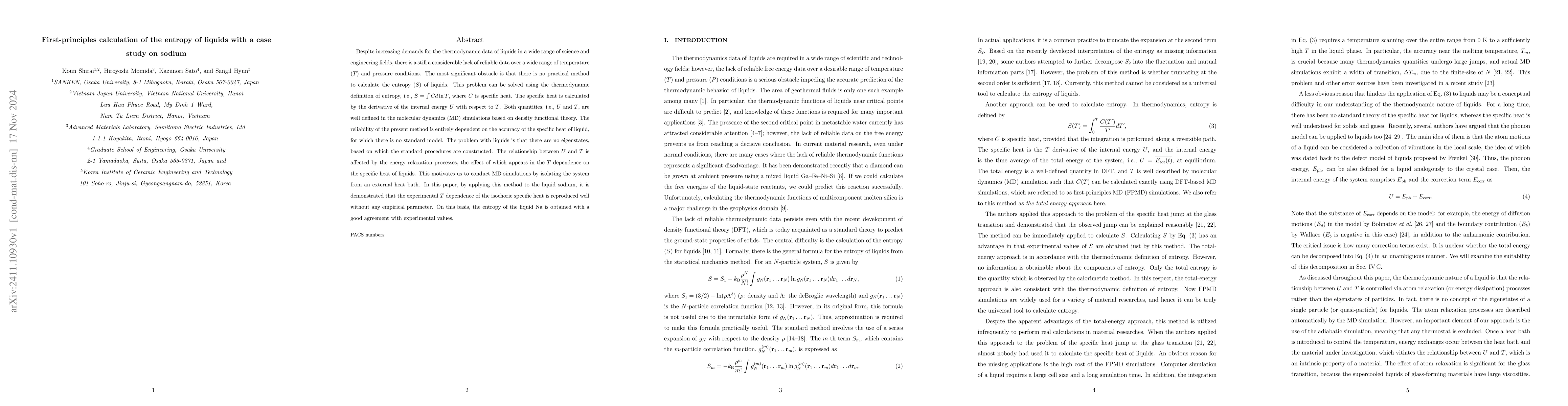 Thumbnail for First-principles calculation of the entropy of liquids with a case study
  on sodium