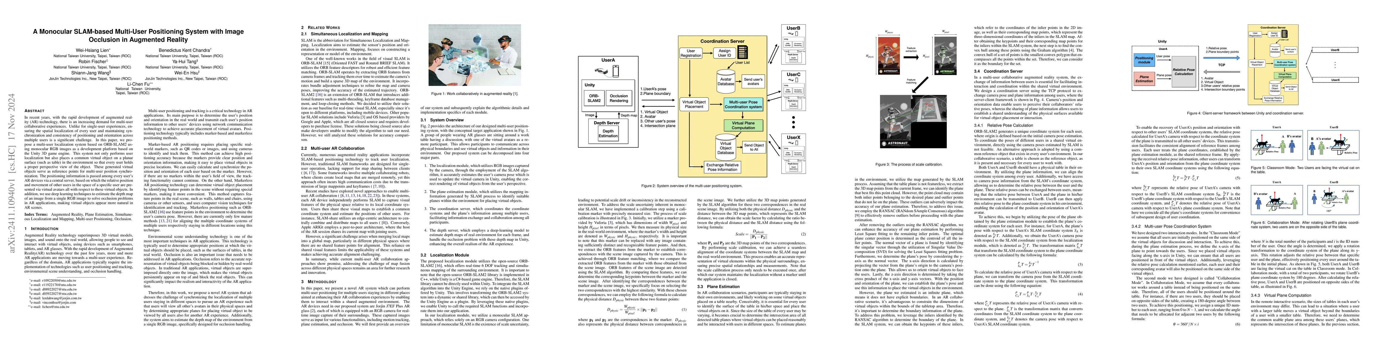 Thumbnail for A Monocular SLAM-based Multi-User Positioning System with Image
  Occlusion in Augmented Reality