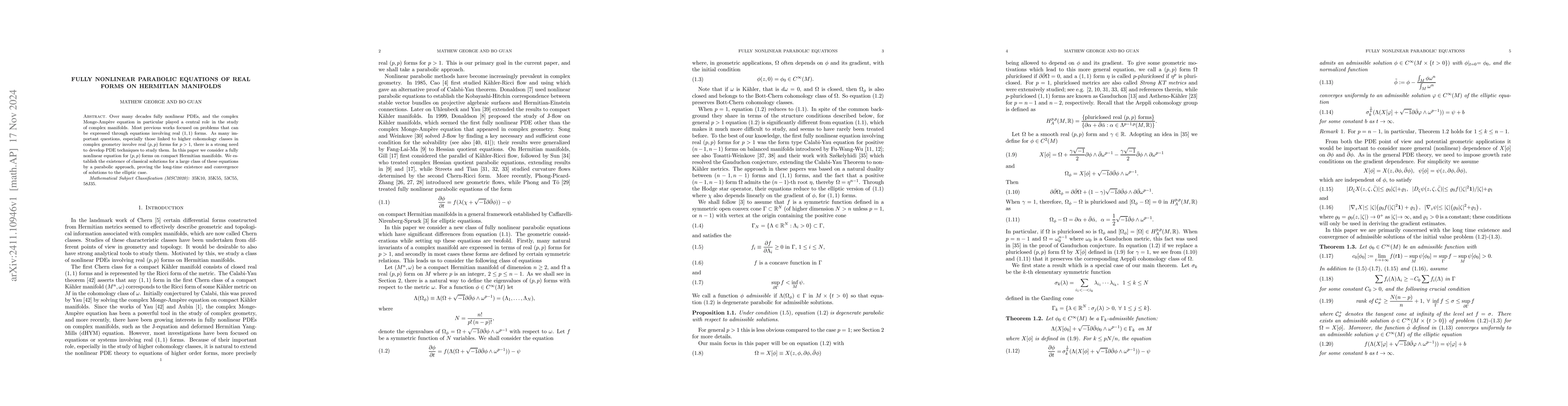 Thumbnail for Fully nonlinear parabolic equations of real forms on Hermitian manifolds