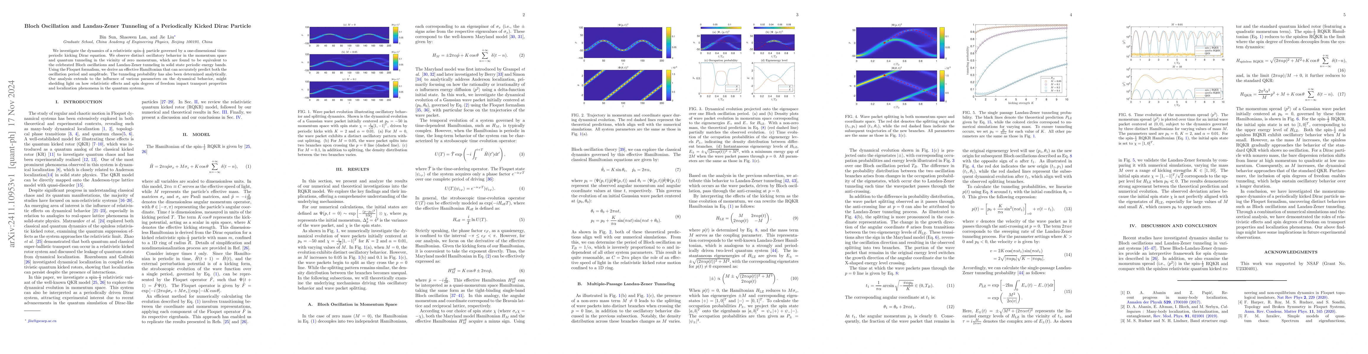Thumbnail for Bloch Oscillation and Landau-Zener Tunneling of a Periodically Kicked
  Dirac Particle