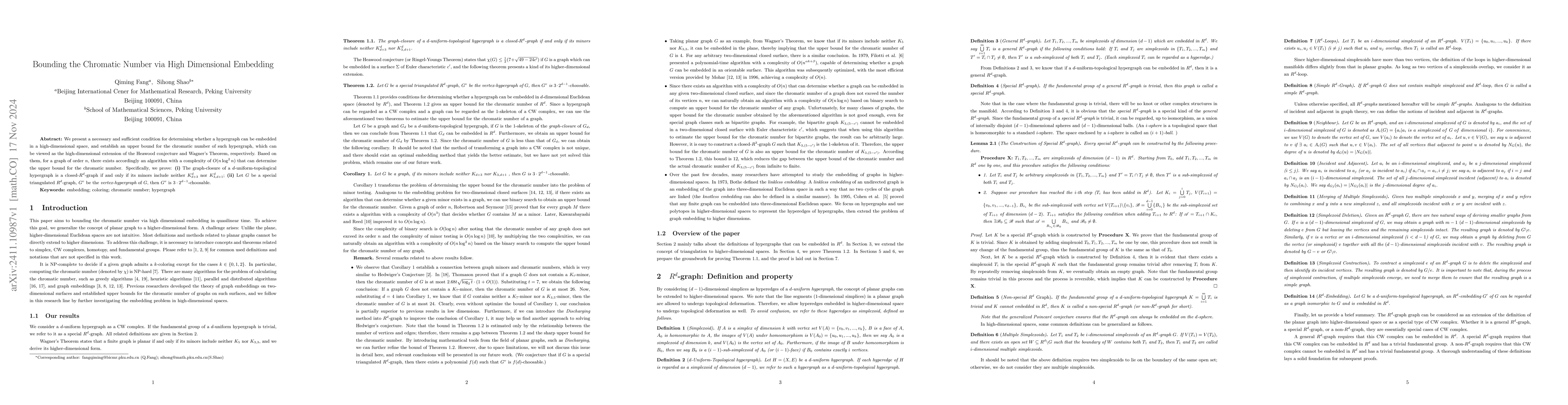 Thumbnail for Bounding the Chromatic Number via High Dimensional Embedding