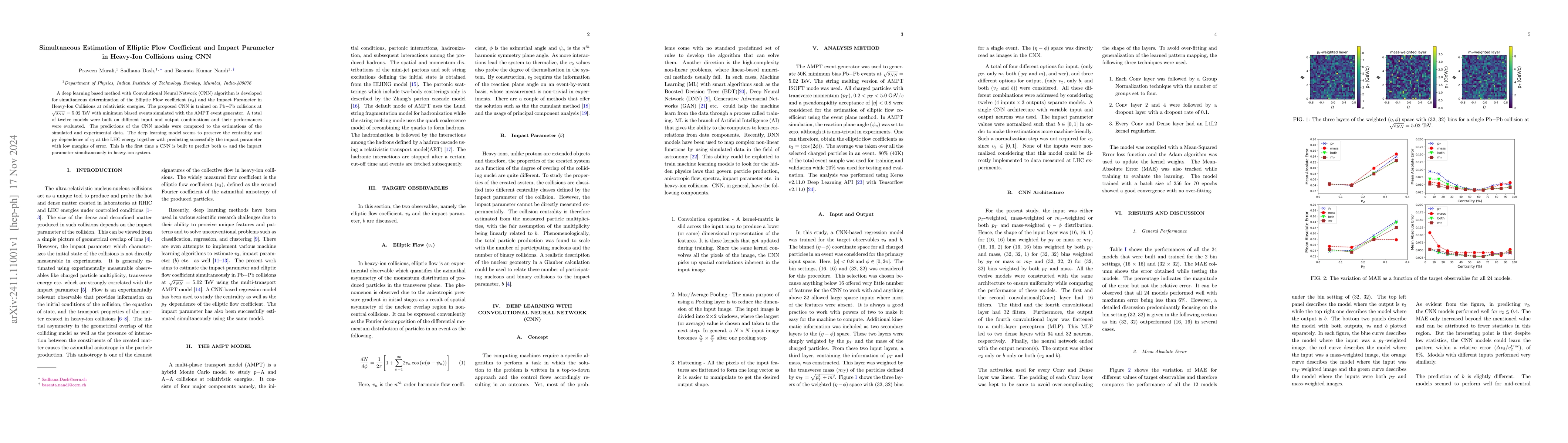 Thumbnail for Simultaneous Estimation of Elliptic Flow Coefficient and Impact
  Parameter in Heavy-Ion Collisions using CNN