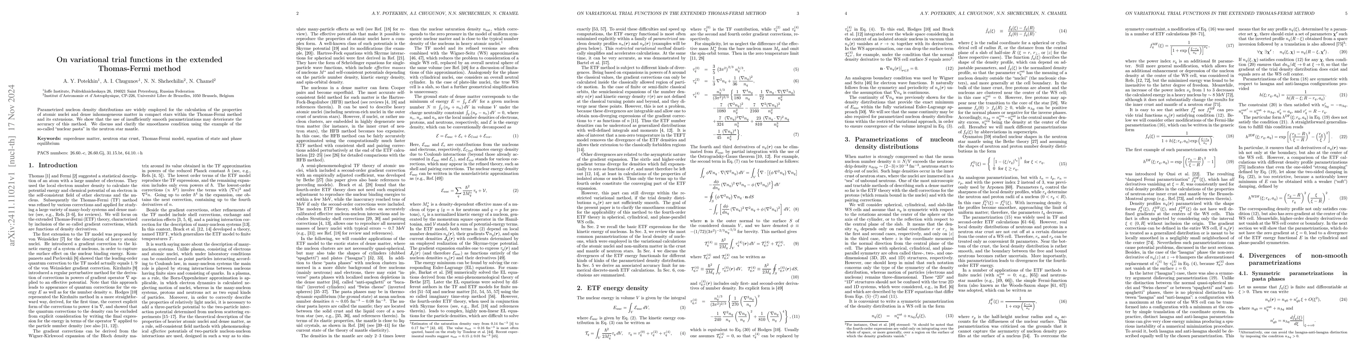 Thumbnail for On variational trial functions in the extended Thomas-Fermi method