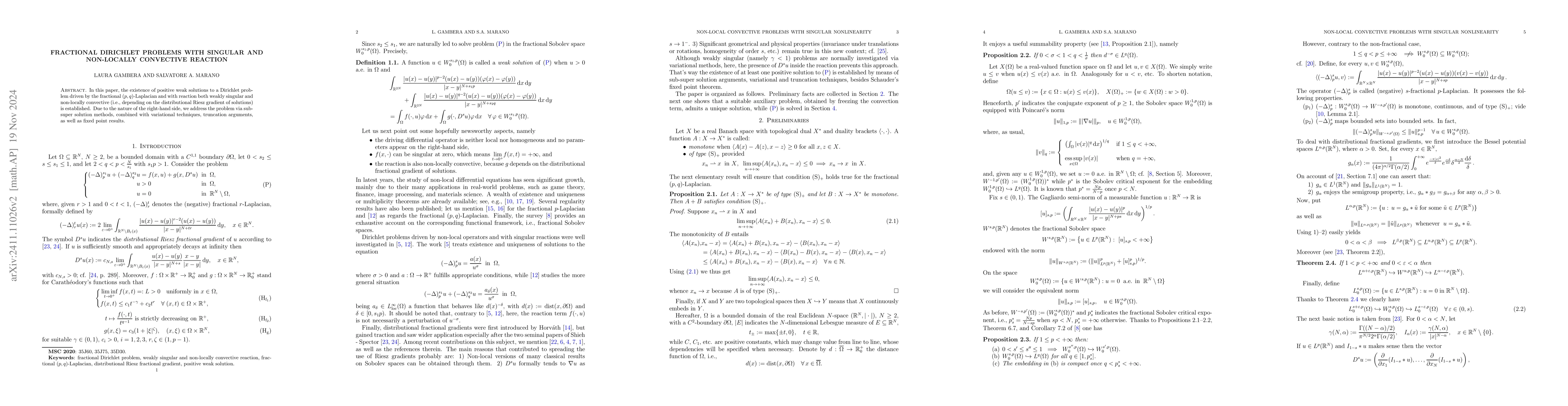 Thumbnail for Fractional Dirichlet problems with singular and non-locally convective
  reaction