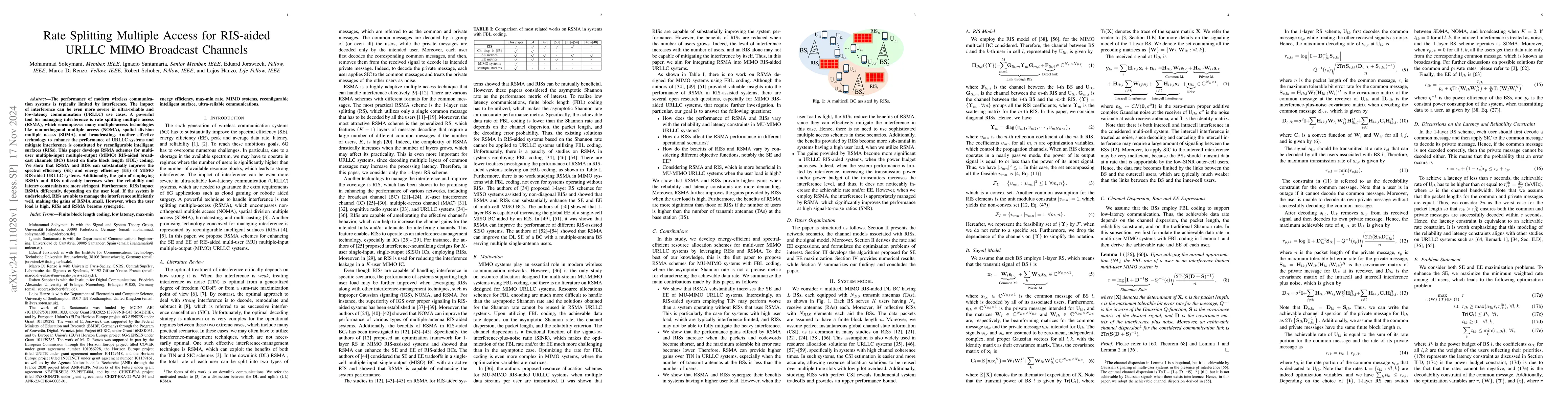 Thumbnail for Rate Splitting Multiple Access for RIS-aided URLLC MIMO Broadcast
  Channels