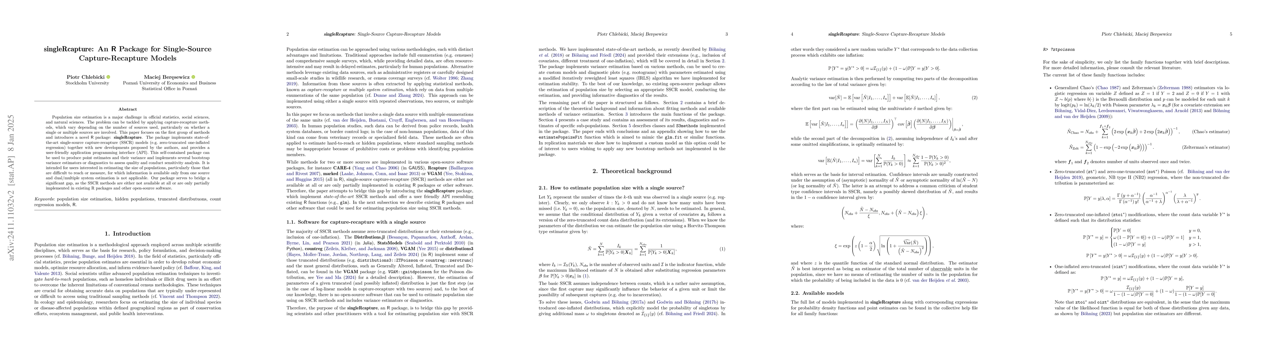 Thumbnail for singleRcapture: An R Package for Single-Source Capture-Recapture Models