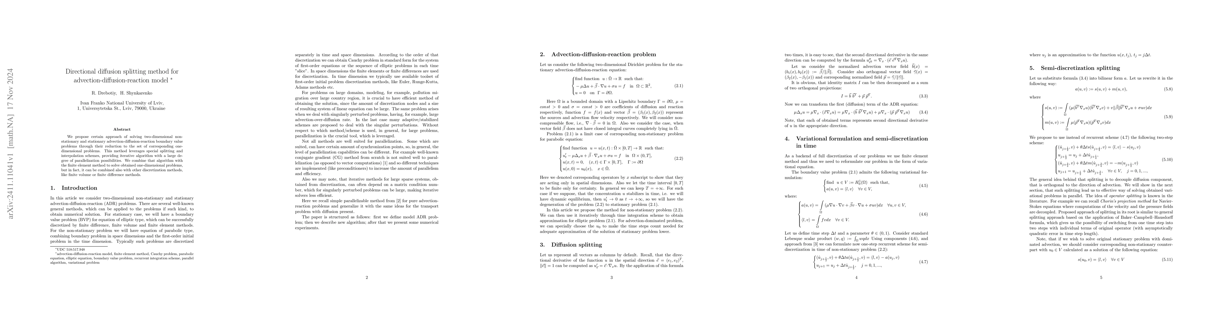 Thumbnail for Directional diffusion splitting method for advection-diffusion-reaction
  model