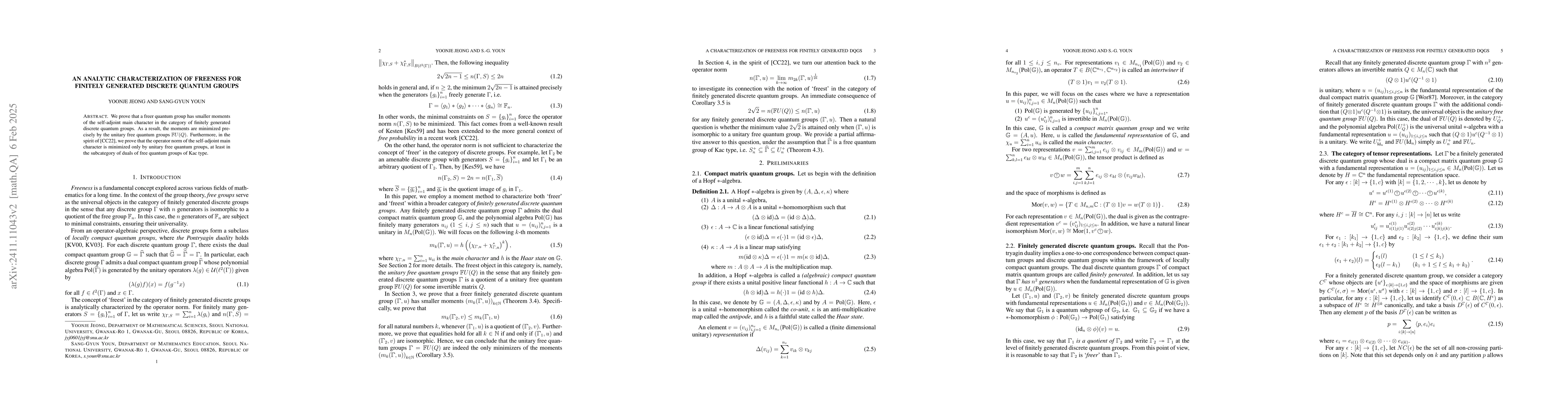 Thumbnail for An analytic characterization of freeness for finitely generated discrete
  quantum groups
