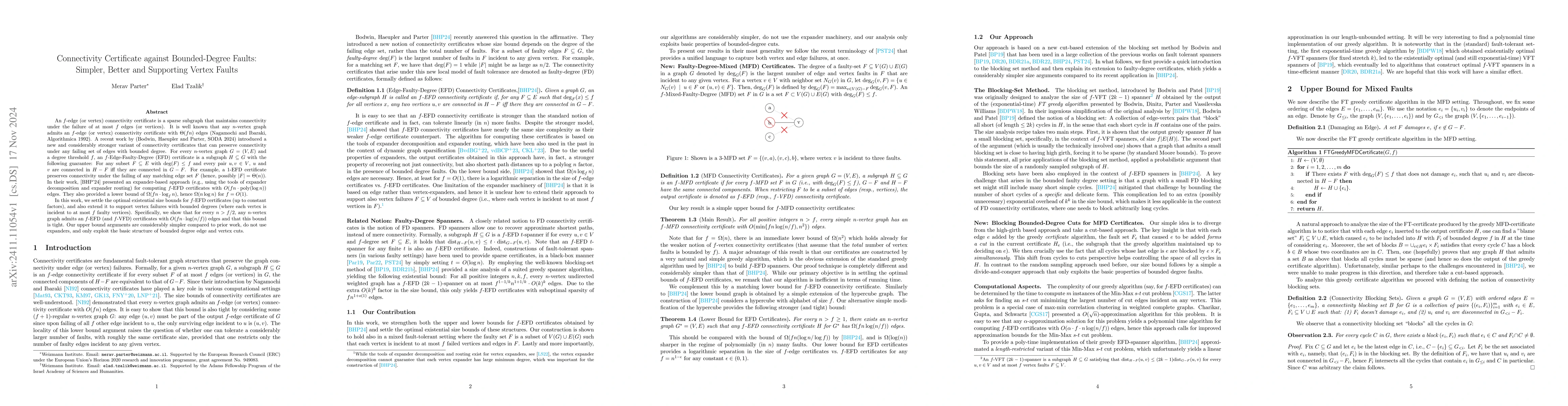 Thumbnail for Connectivity Certificate against Bounded-Degree Faults: Simpler, Better
  and Supporting Vertex Faults