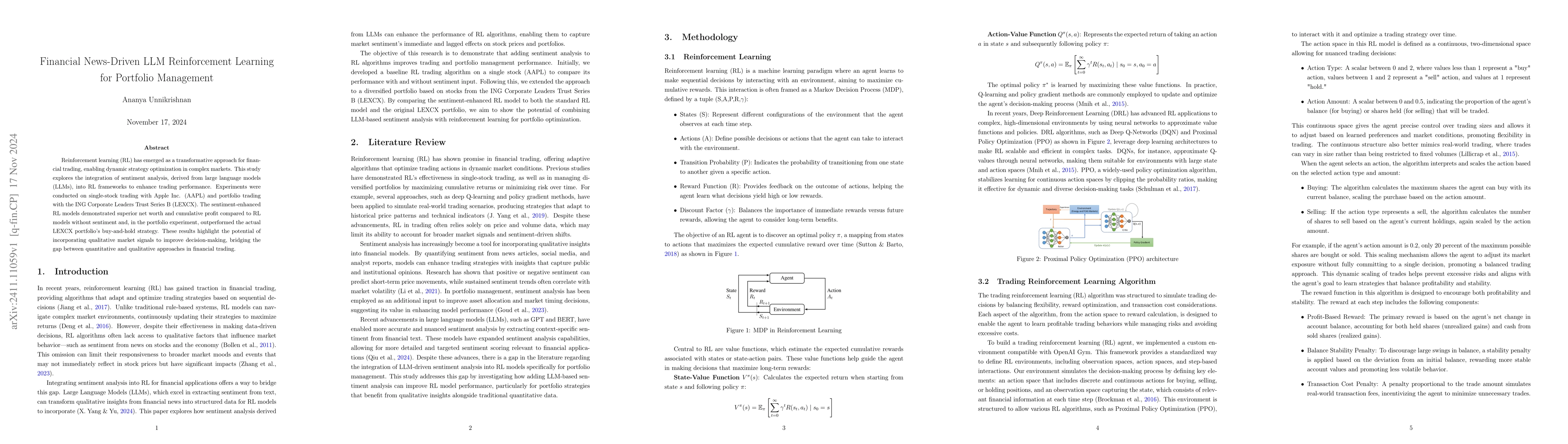 Thumbnail for Financial News-Driven LLM Reinforcement Learning for Portfolio
  Management