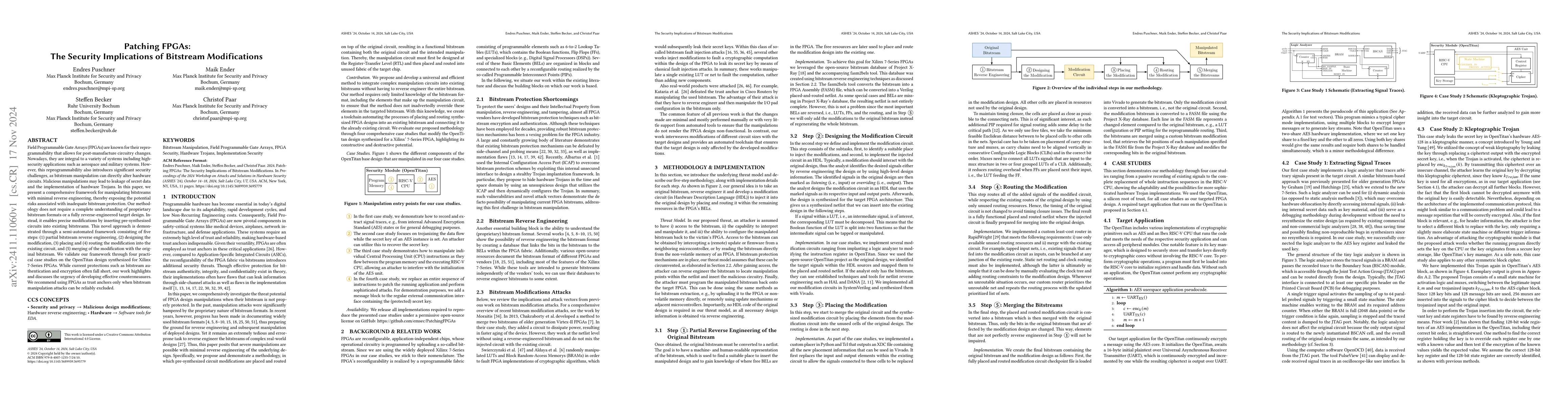 Thumbnail for Patching FPGAs: The Security Implications of Bitstream Modifications