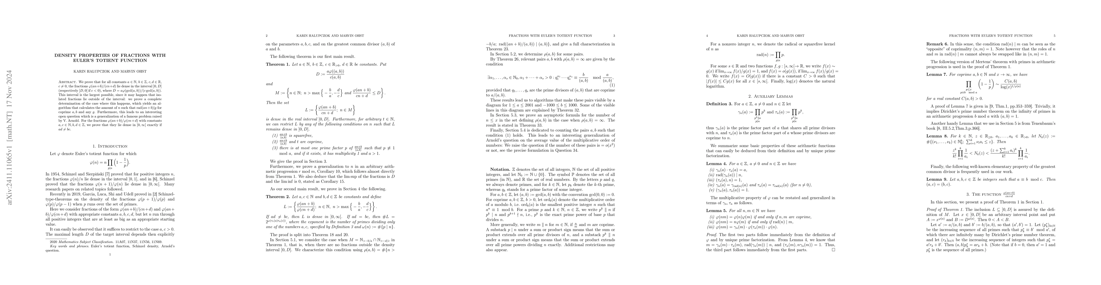 Thumbnail for Density properties of fractions with Euler's totient function