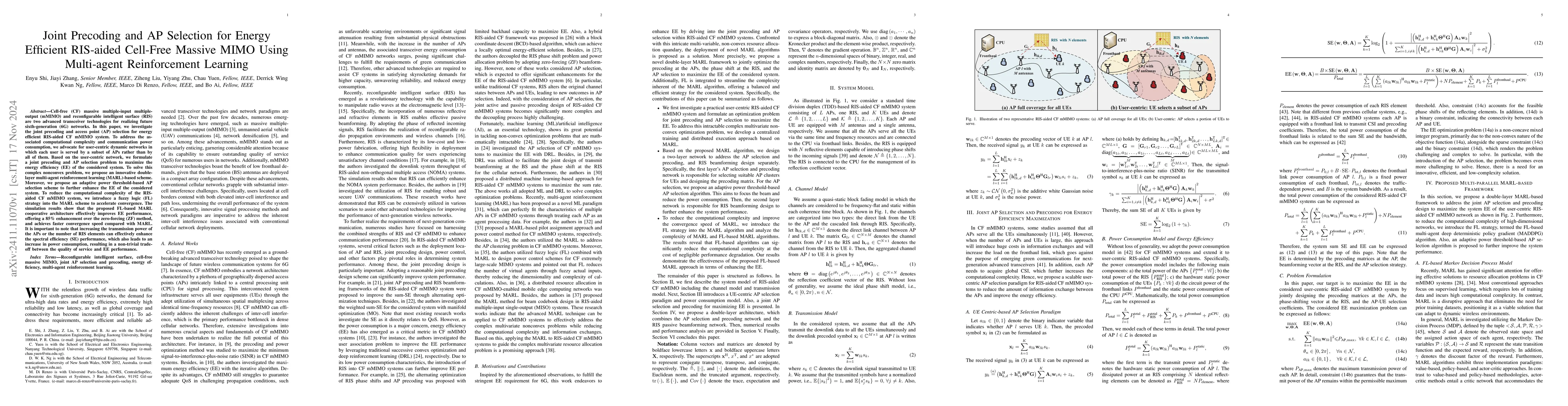 Thumbnail for Joint Precoding and AP Selection for Energy Efficient RIS-aided
  Cell-Free Massive MIMO Using Multi-agent Reinforcement Learning