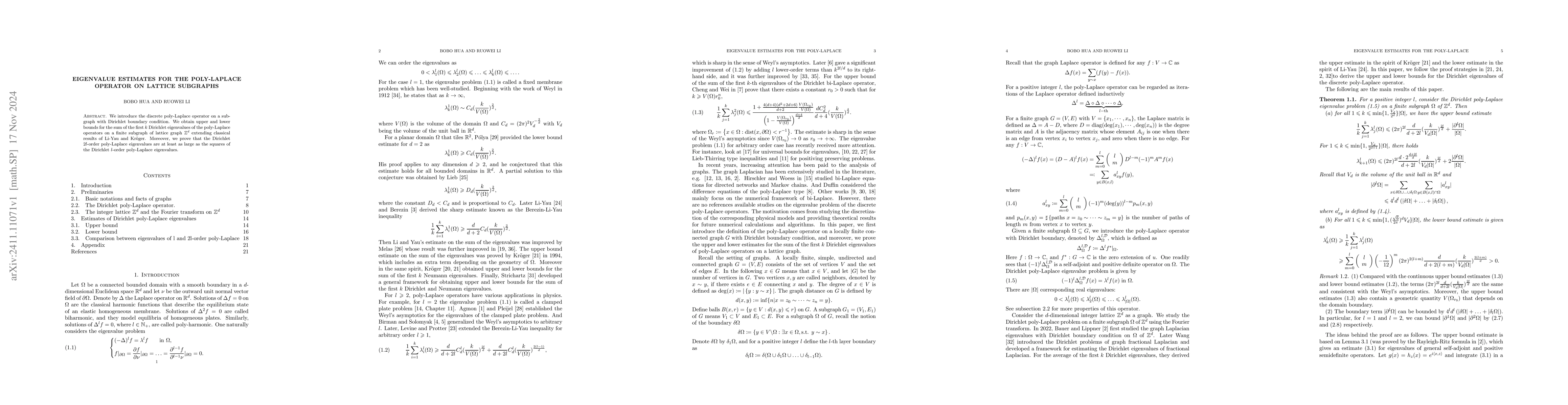 Thumbnail for Eigenvalue estimates for the poly-Laplace operator on lattice subgraphs