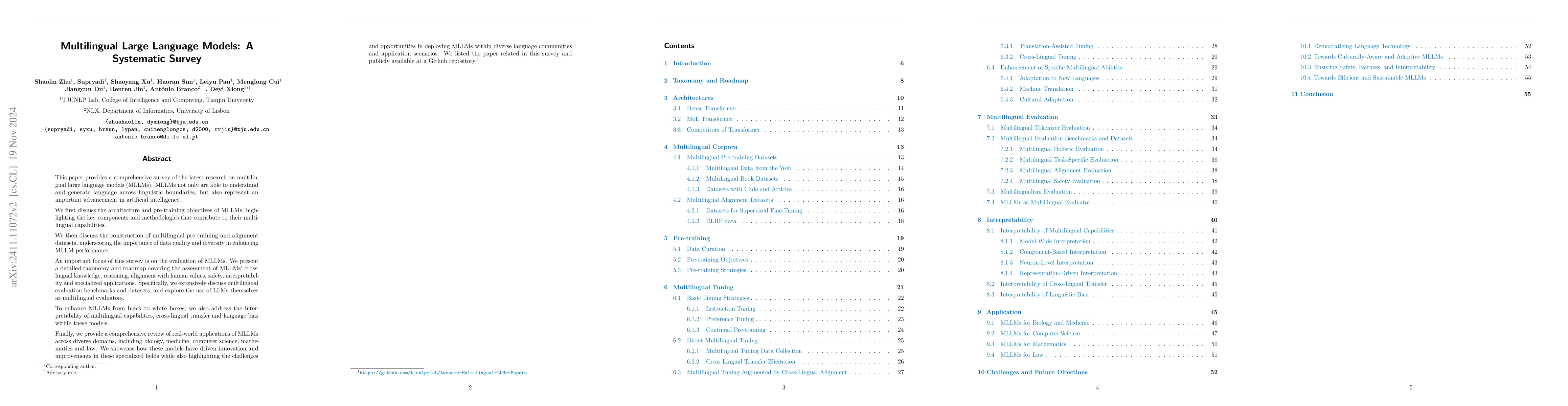 Thumbnail for Multilingual Large Language Models: A Systematic Survey