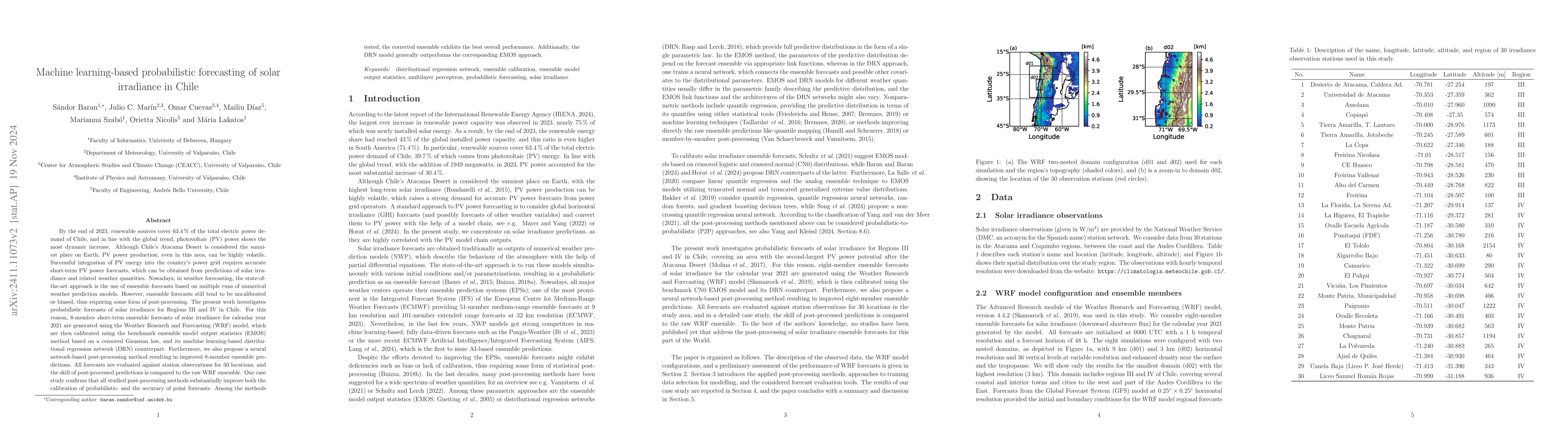 Thumbnail for Machine learning-based probabilistic forecasting of solar irradiance in
  Chile