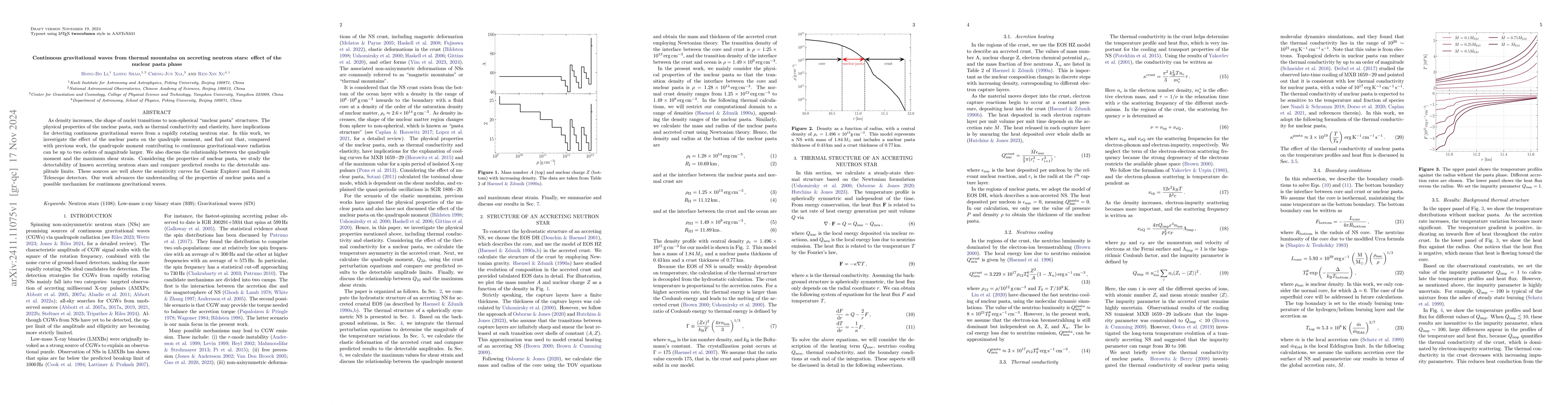 Thumbnail for Continuous gravitational waves from thermal mountains on accreting
  neutron stars: effect of the nuclear pasta phase