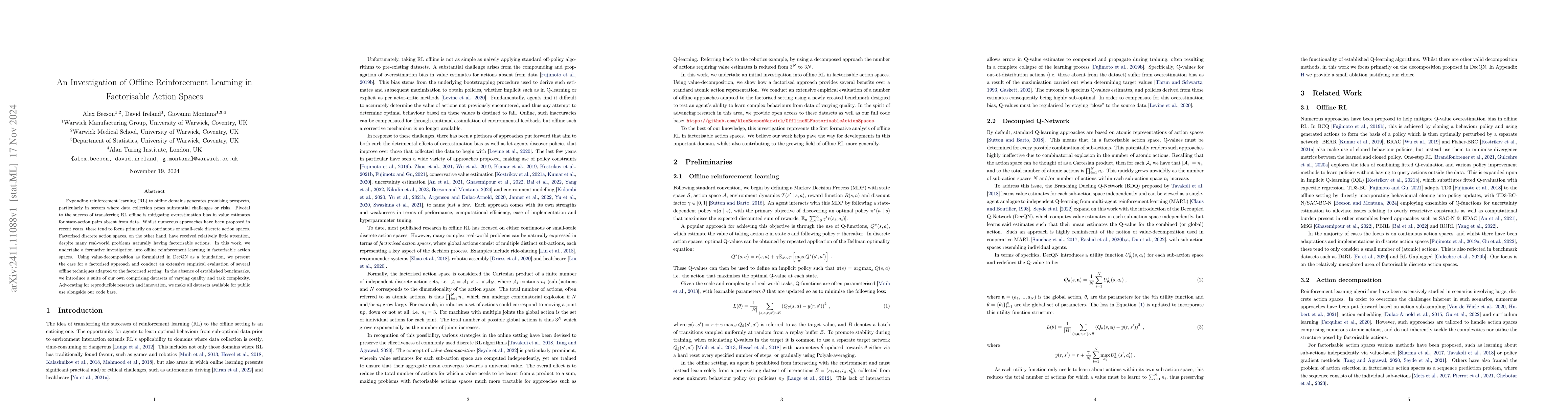 Thumbnail for An Investigation of Offline Reinforcement Learning in Factorisable
  Action Spaces