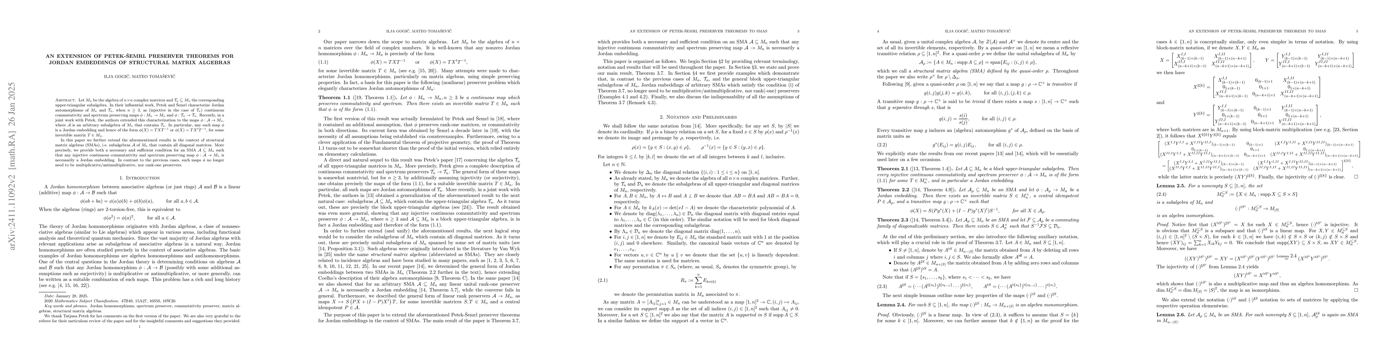 Thumbnail for An extension of Petek-Šemrl preserver theorems for Jordan embeddings
  of structural matrix algebras