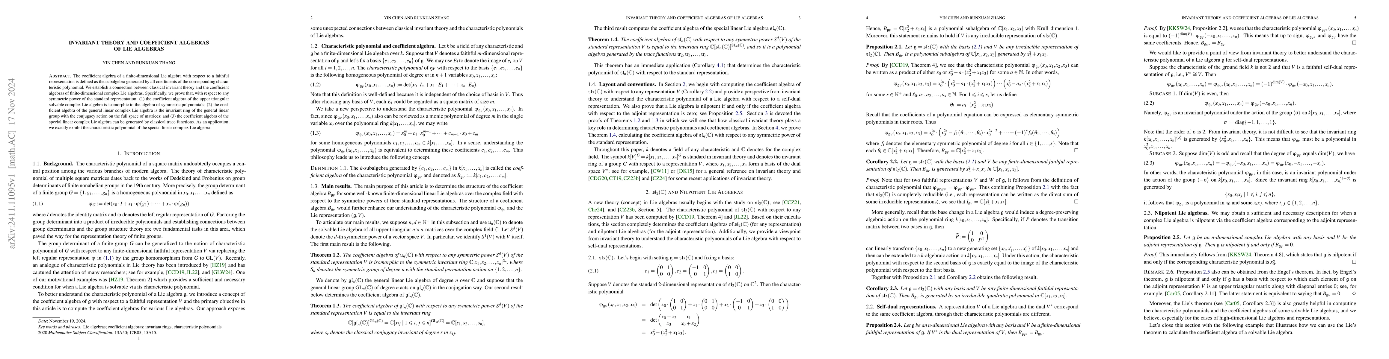 Thumbnail for Invariant theory and coefficient algebras of Lie algebras