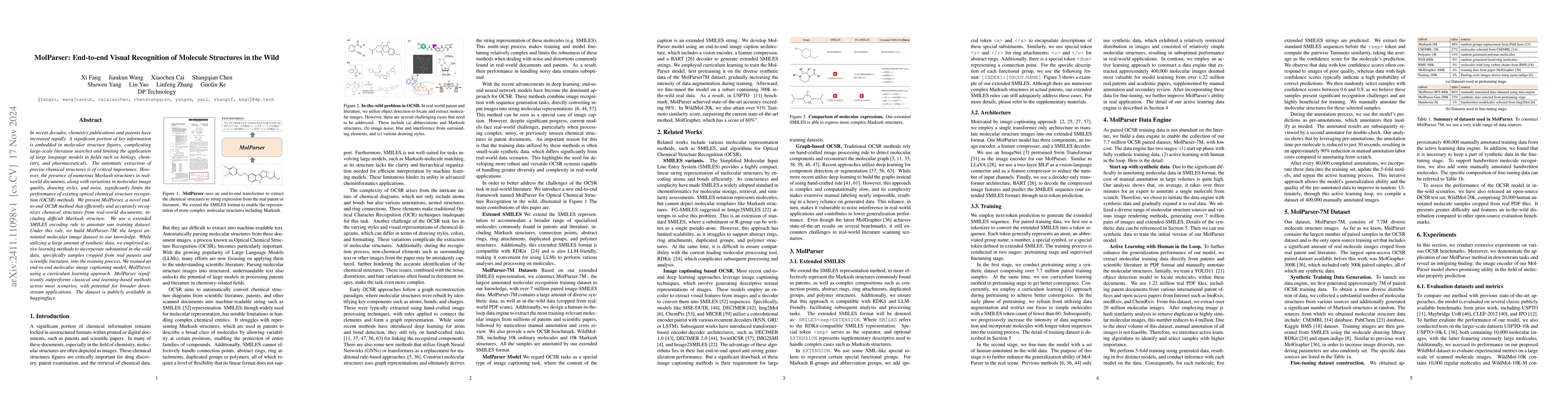 Thumbnail for MolParser: End-to-end Visual Recognition of Molecule Structures in the
  Wild
