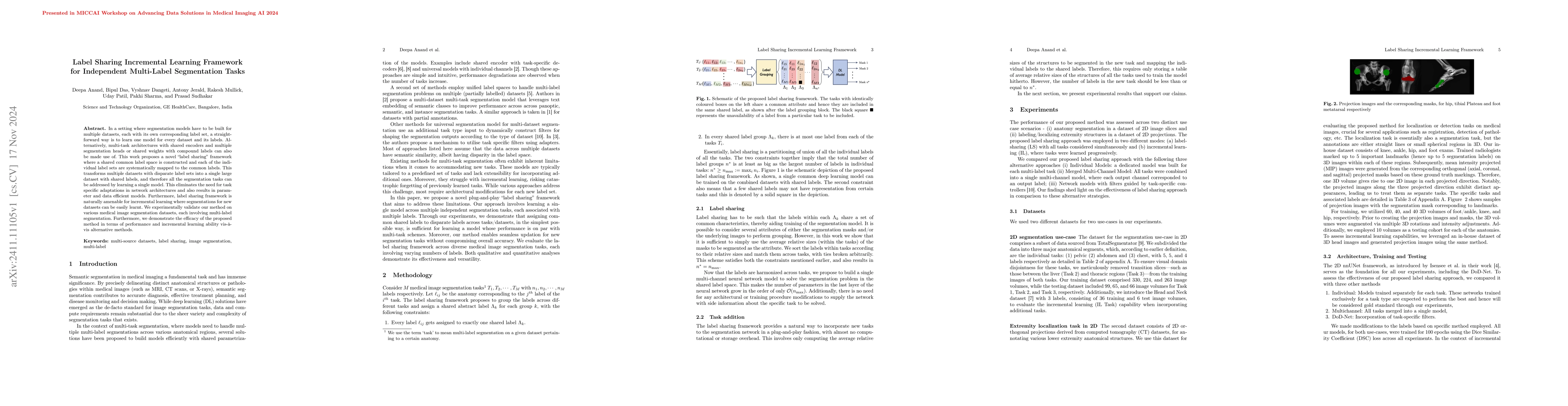 Thumbnail for Label Sharing Incremental Learning Framework for Independent Multi-Label
  Segmentation Tasks