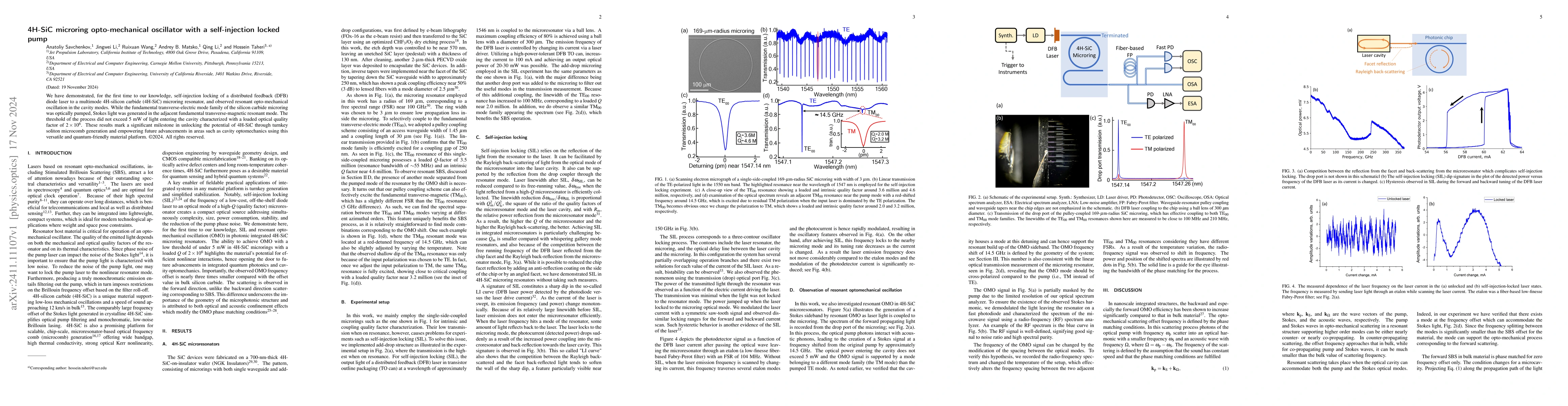 Thumbnail for 4H-SiC microring opto-mechanical oscillator with a self-injection locked
  pump