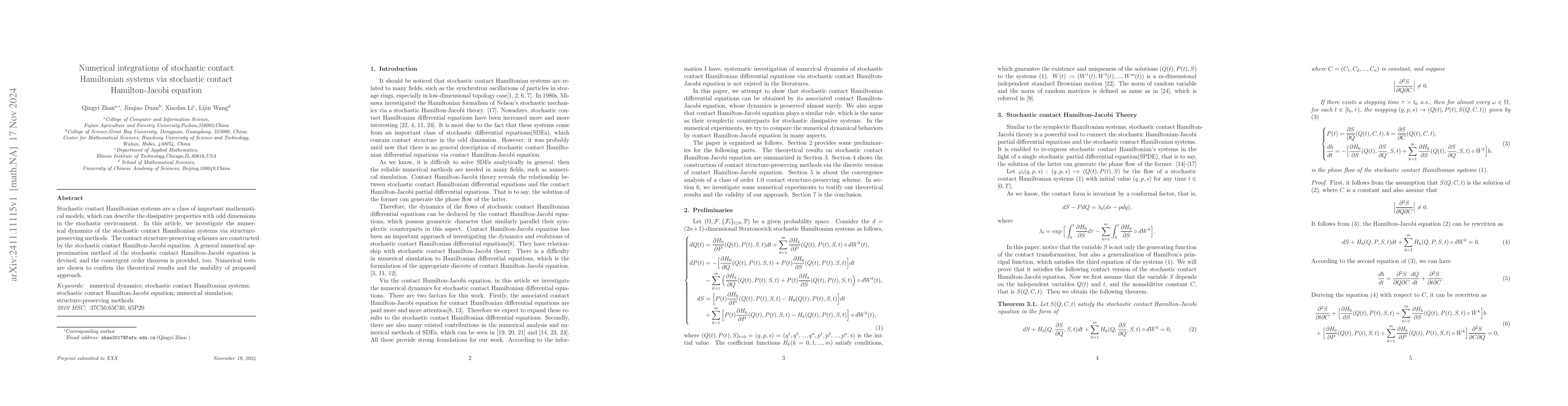 Thumbnail for Numerical integrations of stochastic contact Hamiltonian systems via
  stochastic contact Hamilton-Jacobi equation