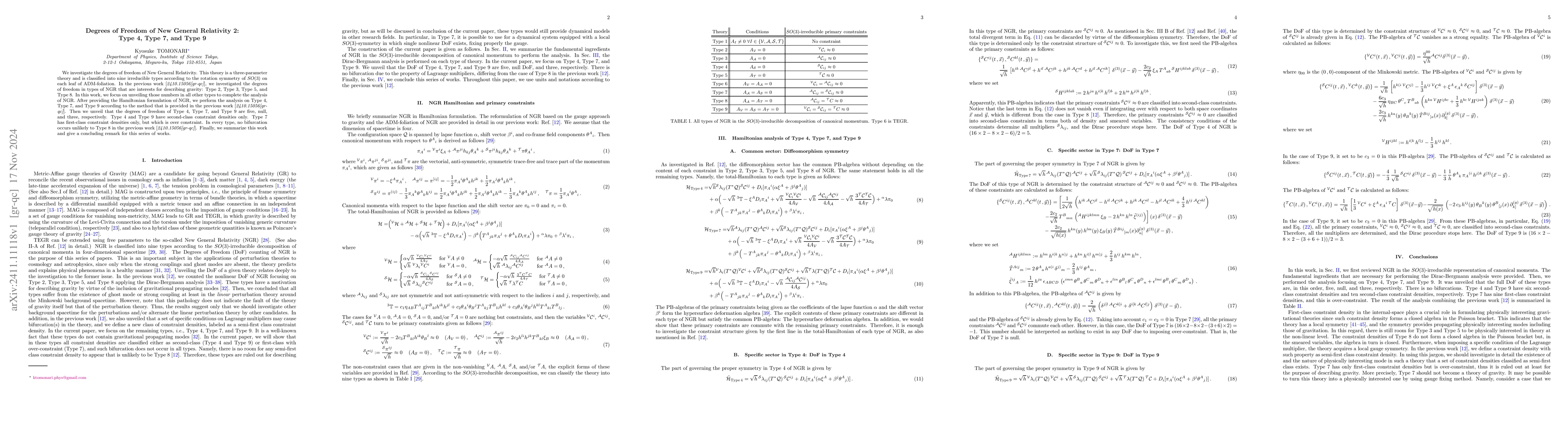 Thumbnail for Degrees of Freedom of New General Relativity 2: Type 4, Type 7, and Type
  9