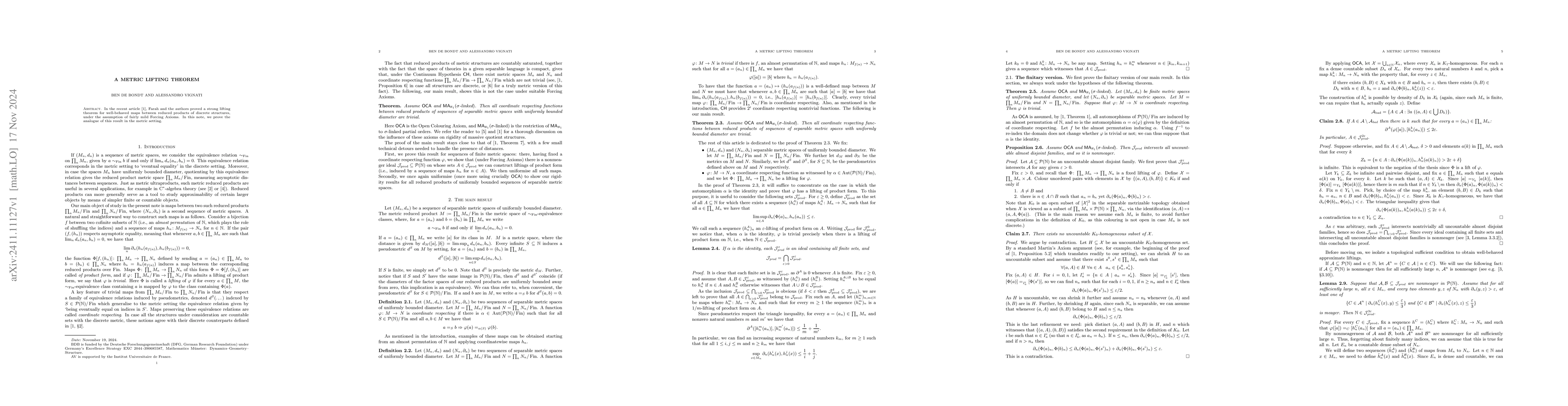 Thumbnail for A metric lifting theorem