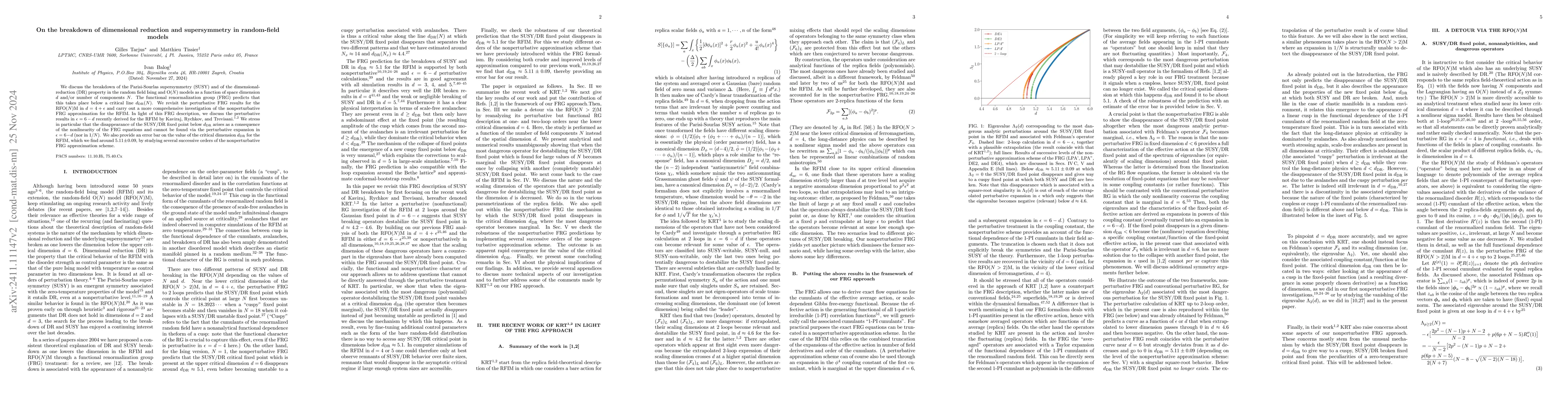 Thumbnail for On the breakdown of dimensional reduction and supersymmetry in
  random-field models