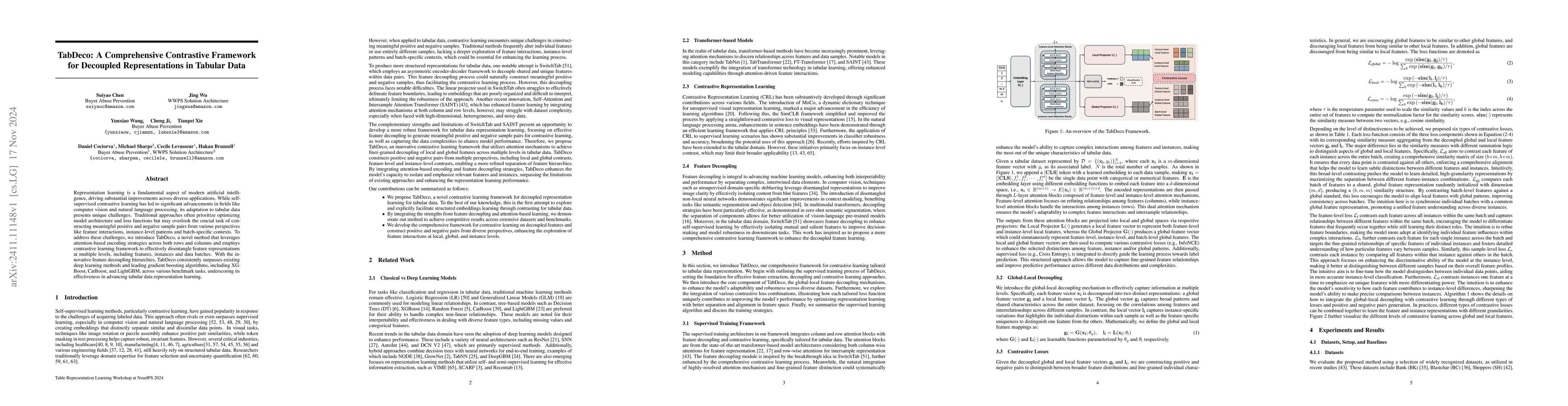 Thumbnail for TabDeco: A Comprehensive Contrastive Framework for Decoupled
  Representations in Tabular Data