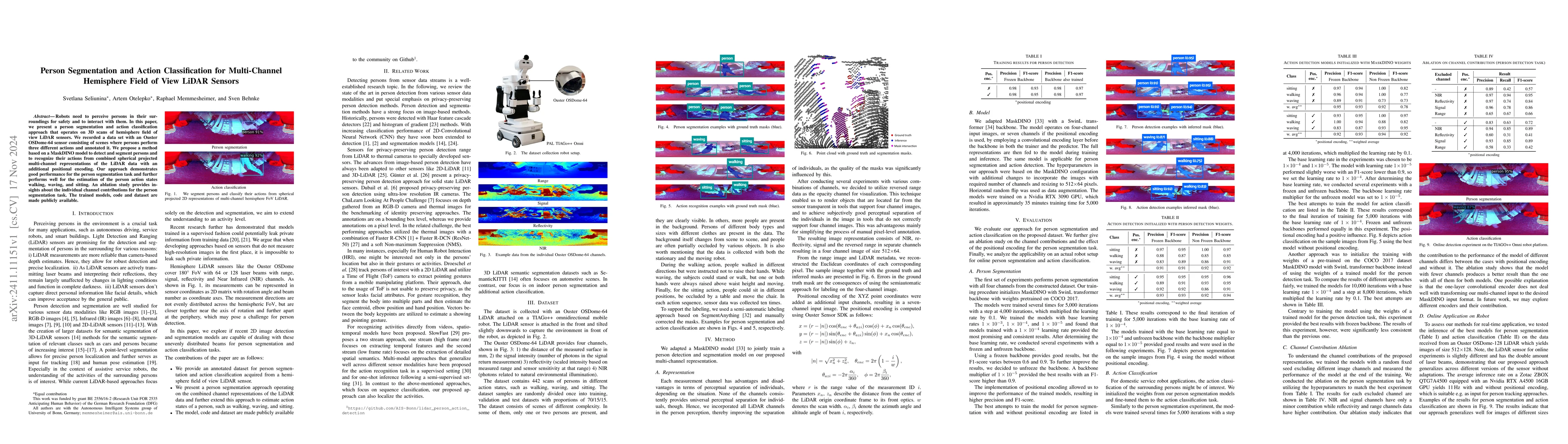 Thumbnail for Person Segmentation and Action Classification for Multi-Channel
  Hemisphere Field of View LiDAR Sensors