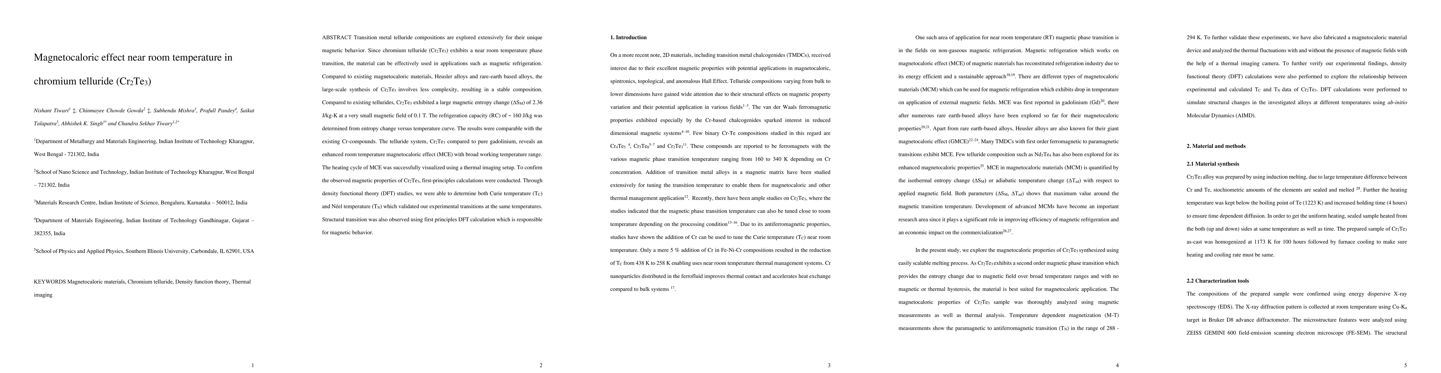 Thumbnail for Magnetocaloric effect near room temperature in chromium telluride
  (Cr2Te3)