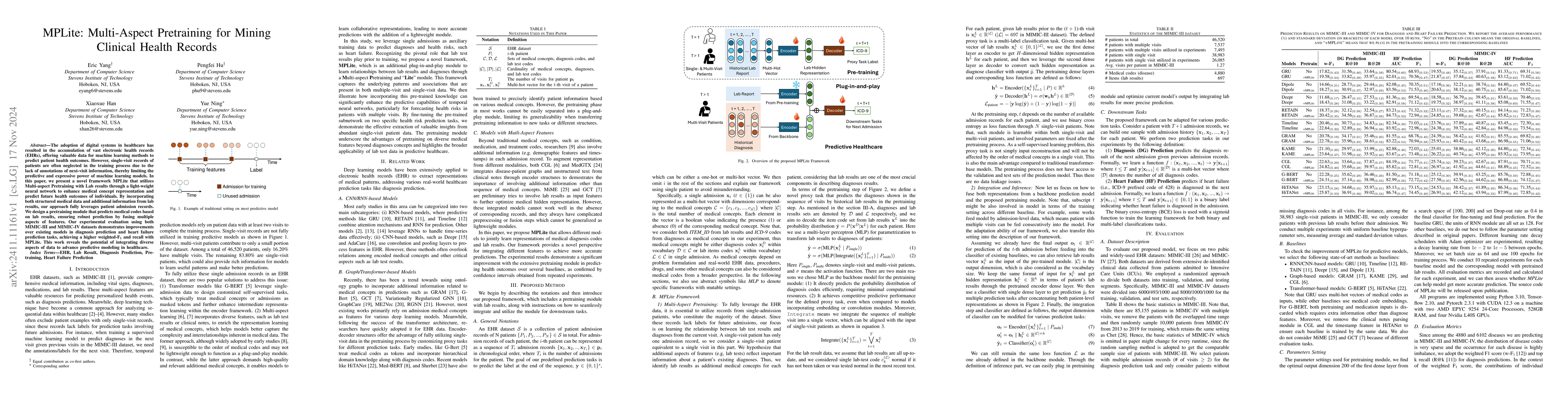 Thumbnail for MPLite: Multi-Aspect Pretraining for Mining Clinical Health Records