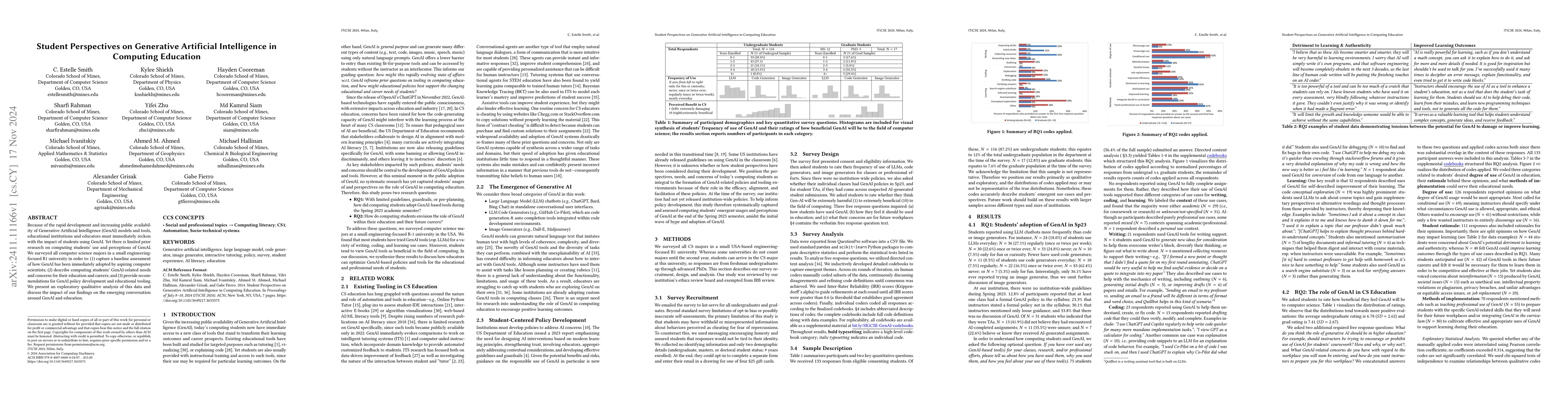 Thumbnail for Early Adoption of Generative Artificial Intelligence in Computing
  Education: Emergent Student Use Cases and Perspectives in 2023