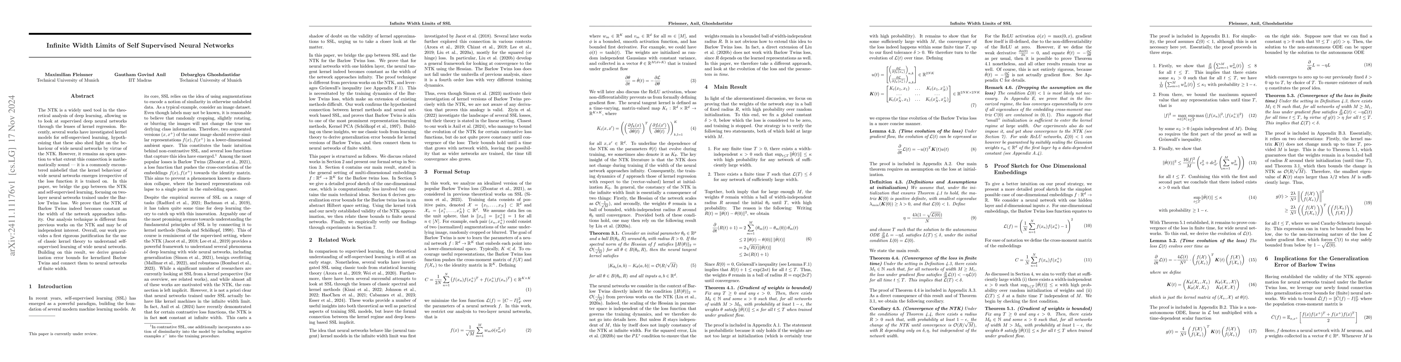 Thumbnail for Infinite Width Limits of Self Supervised Neural Networks