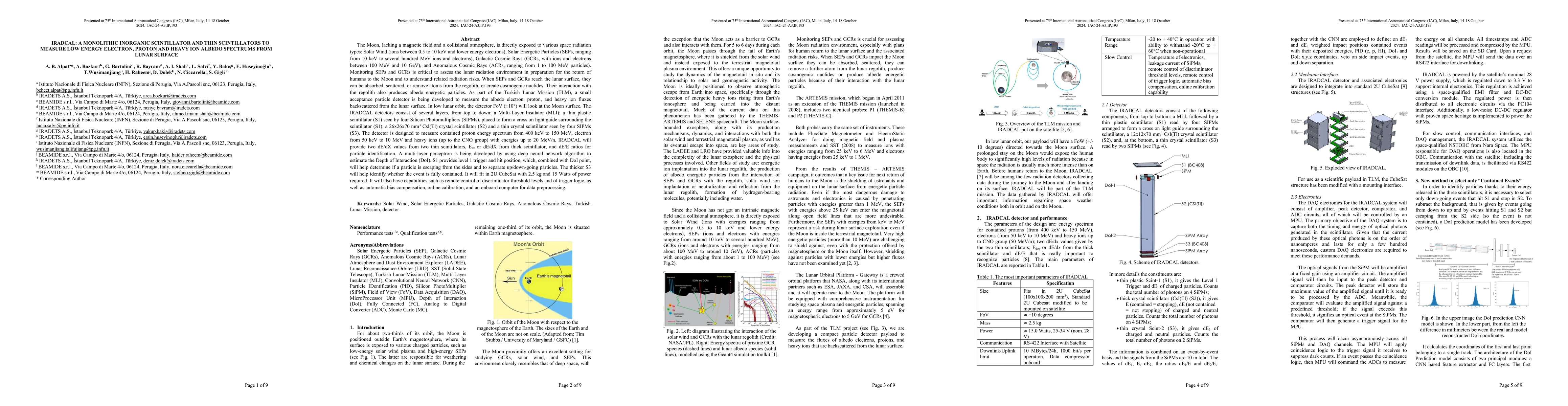 Thumbnail for IRADCAL: A Monolithic Inorganic Scintillator And Thin Scintillators To
  Measure Low Energy Electron, Proton And Heavy Ion Albedo Spectrums From Lunar
  Surface