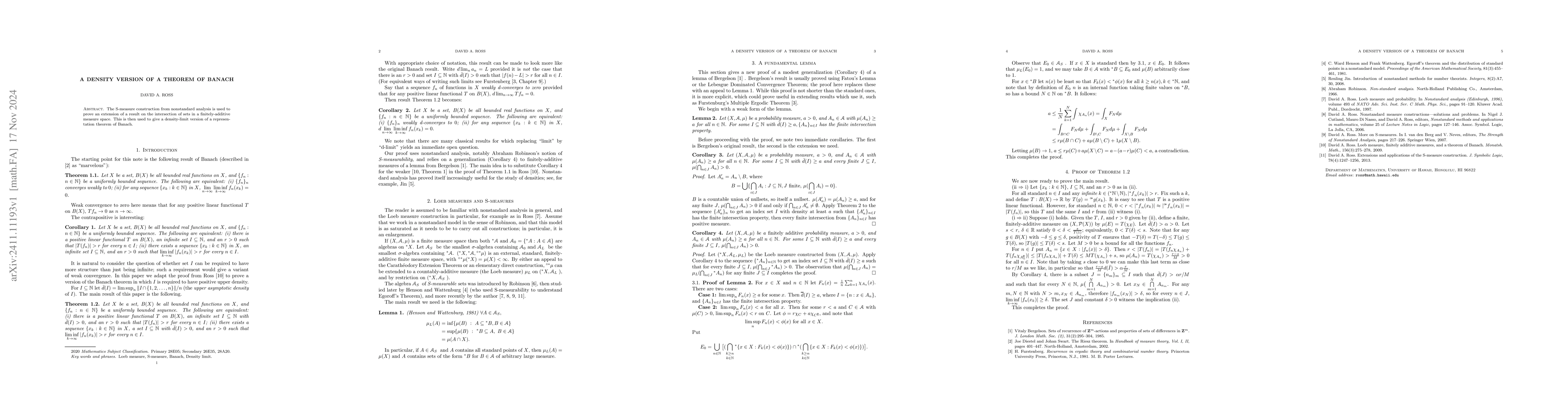 Thumbnail for A density version of a theorem of Banach