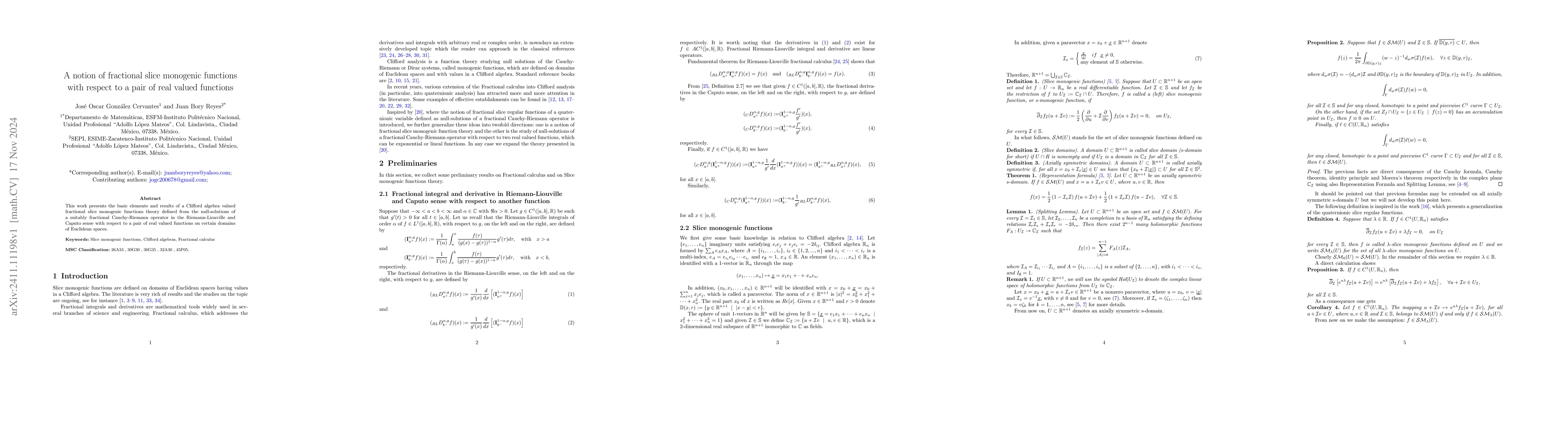 Thumbnail for A notion of fractional slice monogenic functions with respect to a pair
  of real valued functions