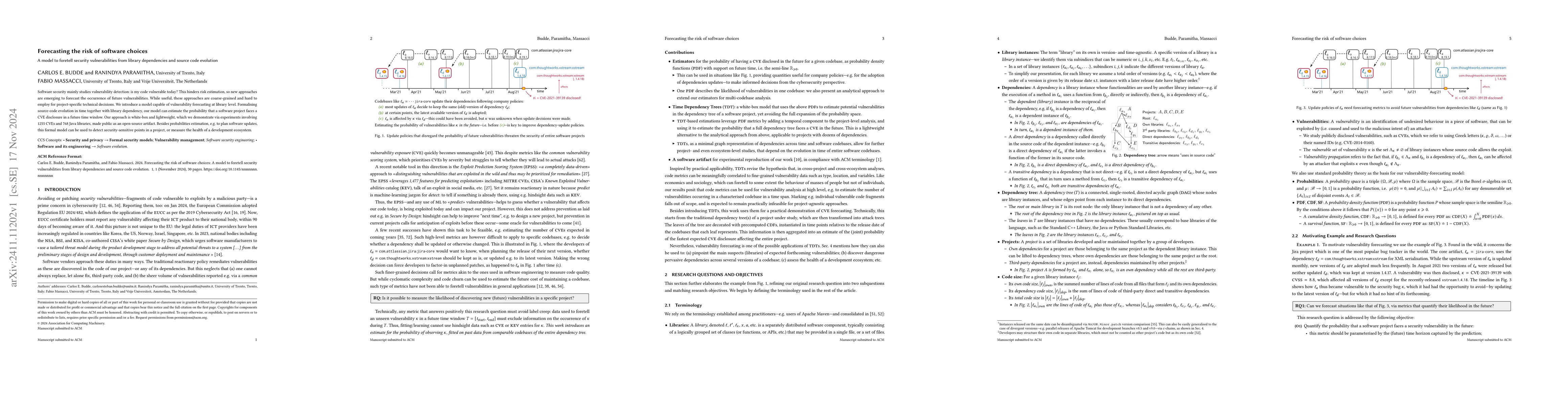 Thumbnail for Forecasting the risk of software choices: A model to foretell security
  vulnerabilities from library dependencies and source code evolution