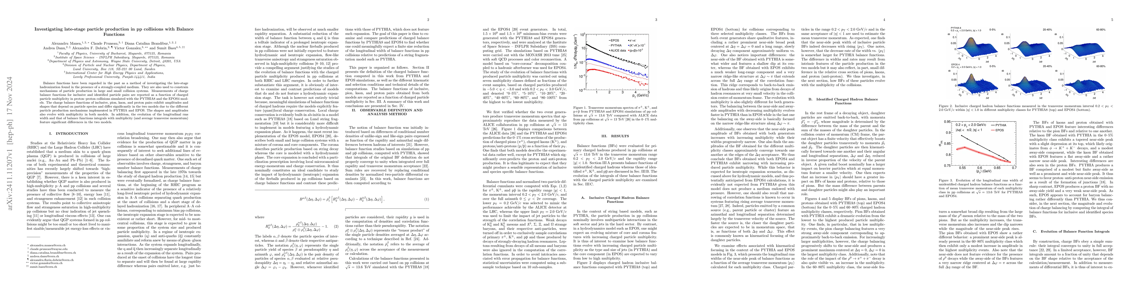 Thumbnail for Investigating late-stage particle production in pp collisions with
  Balance Functions