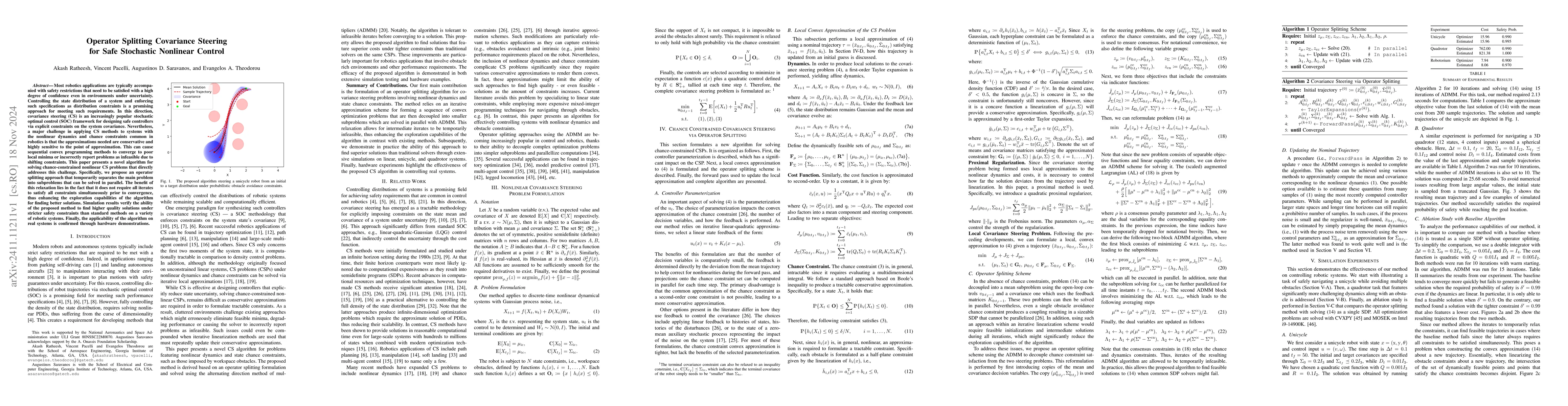 Thumbnail for Operator Splitting Covariance Steering for Safe Stochastic Nonlinear
  Control