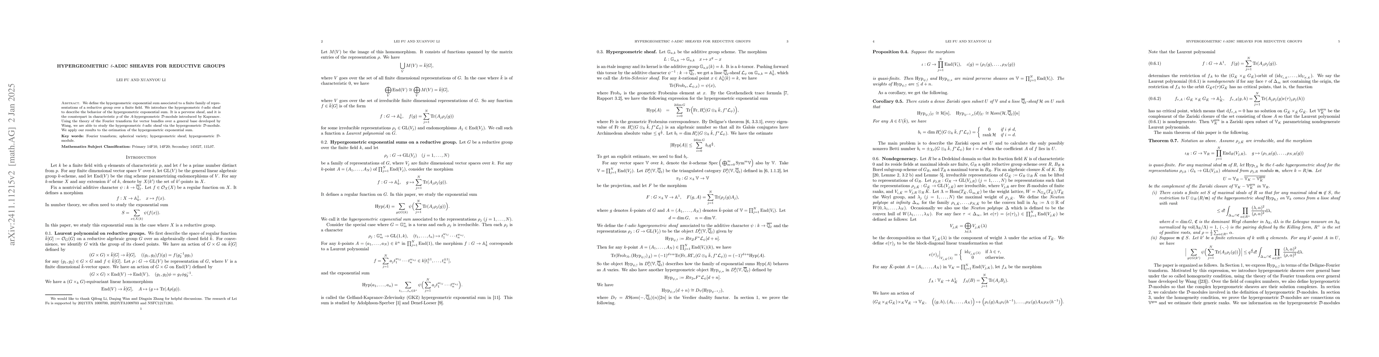 Thumbnail for Hypergeometric $\ell$-adic sheaves for reductive groups