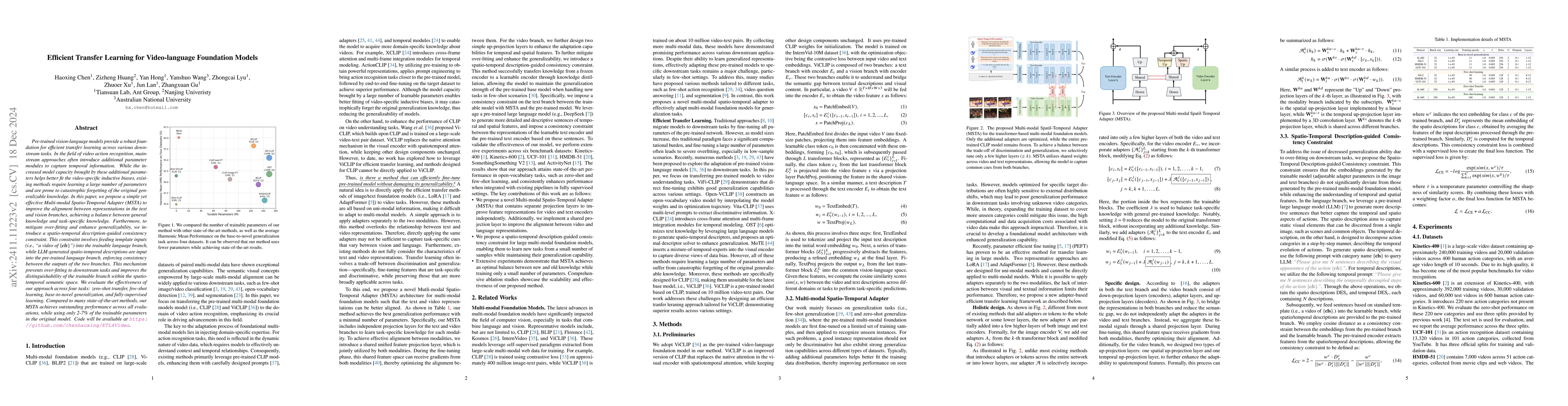 Thumbnail for Efficient Transfer Learning for Video-language Foundation Models