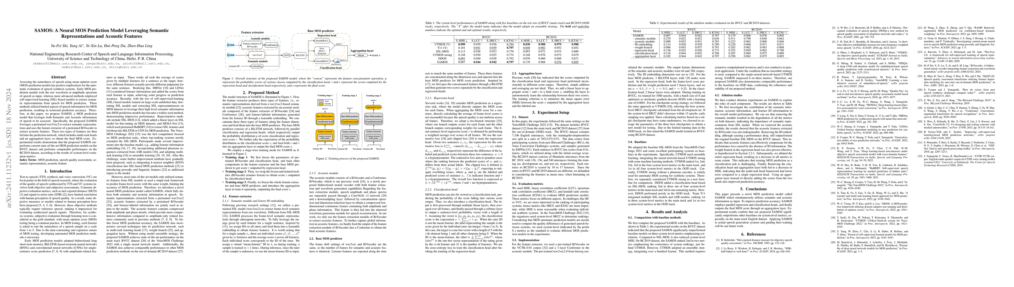 Thumbnail for SAMOS: A Neural MOS Prediction Model Leveraging Semantic Representations
  and Acoustic Features