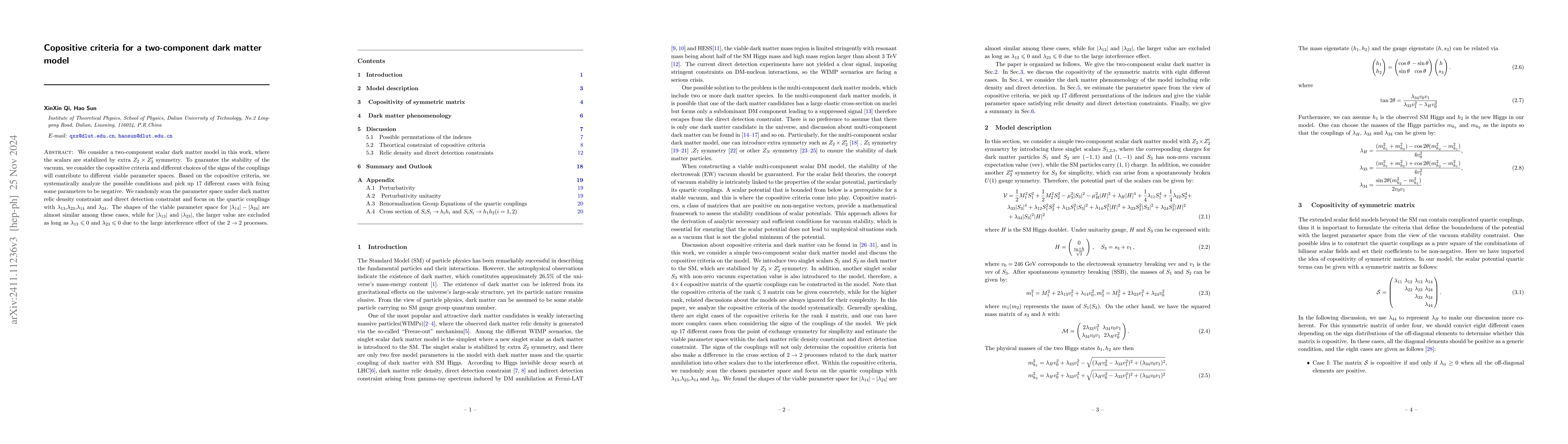 Thumbnail for Copositive criteria for a two-component dark matter model