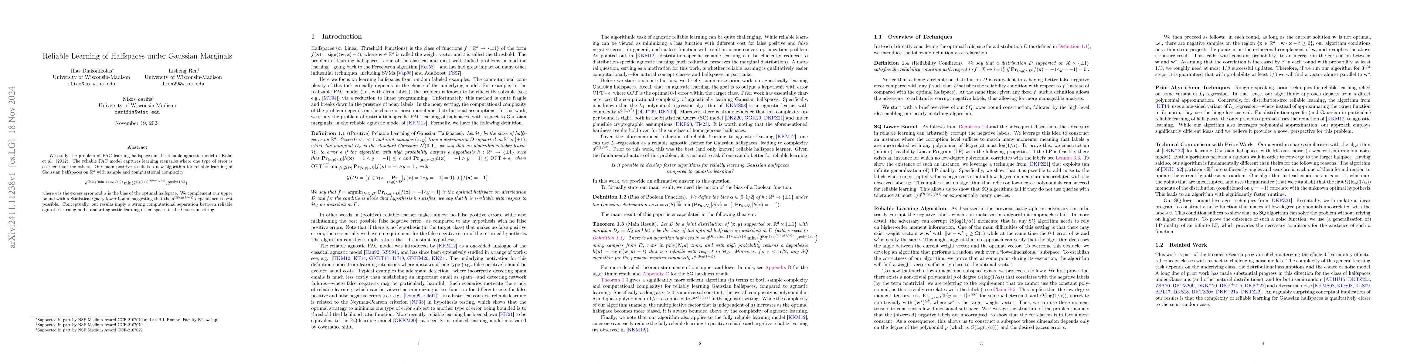 Thumbnail for Reliable Learning of Halfspaces under Gaussian Marginals