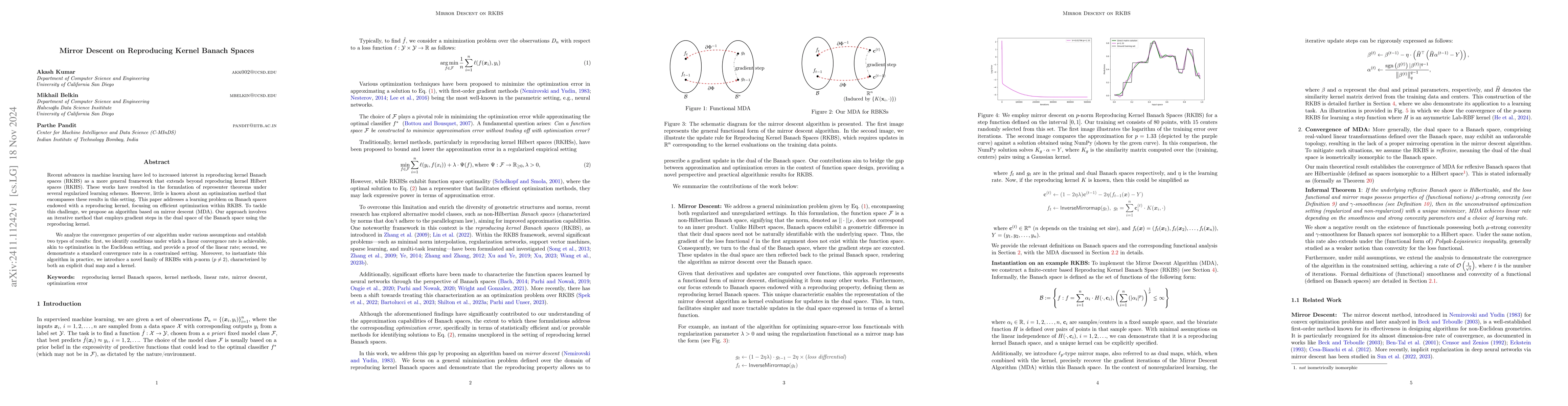Thumbnail for Mirror Descent on Reproducing Kernel Banach Spaces