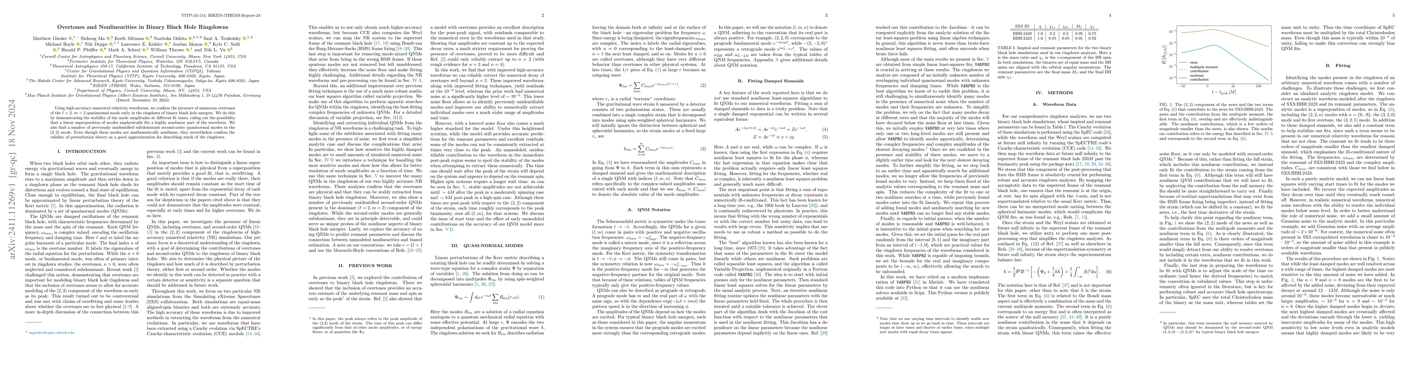 Thumbnail for Overtones and Nonlinearities in Binary Black Hole Ringdowns